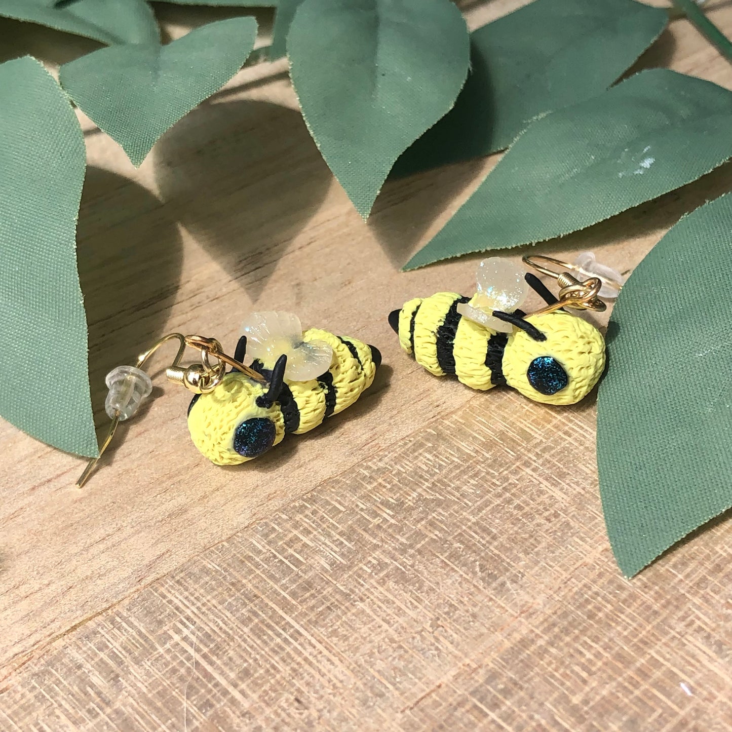 Bumblebee Polymer Clay Dangle Earrings
