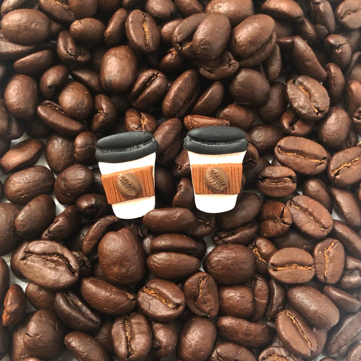 Coffee Bean Coffee Cup Studs