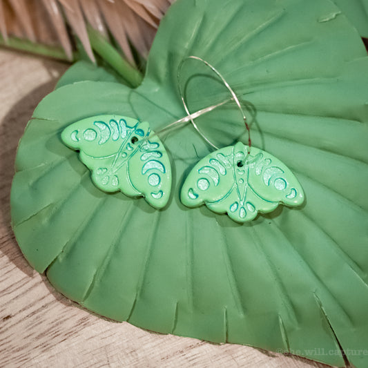 Lunar Moth Hoop Earrings