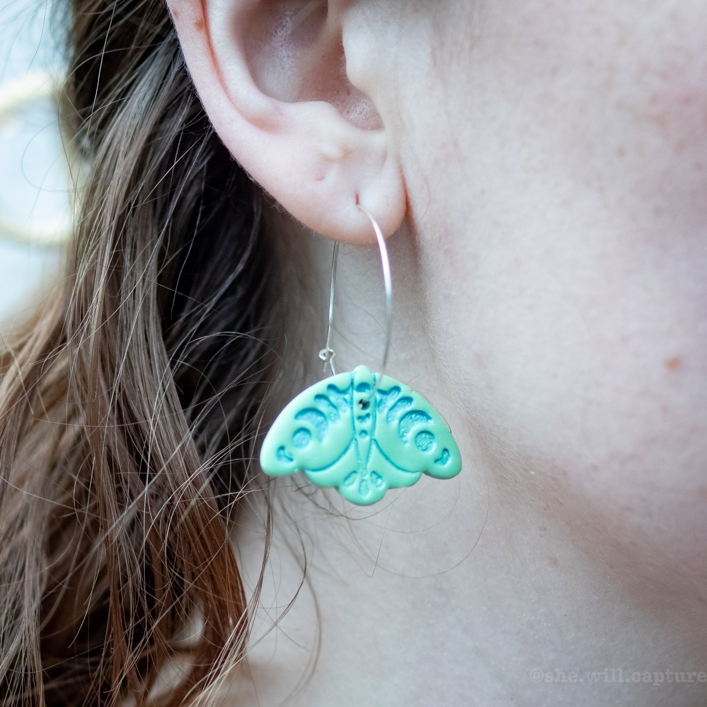 Lunar Moth Hoop Earrings