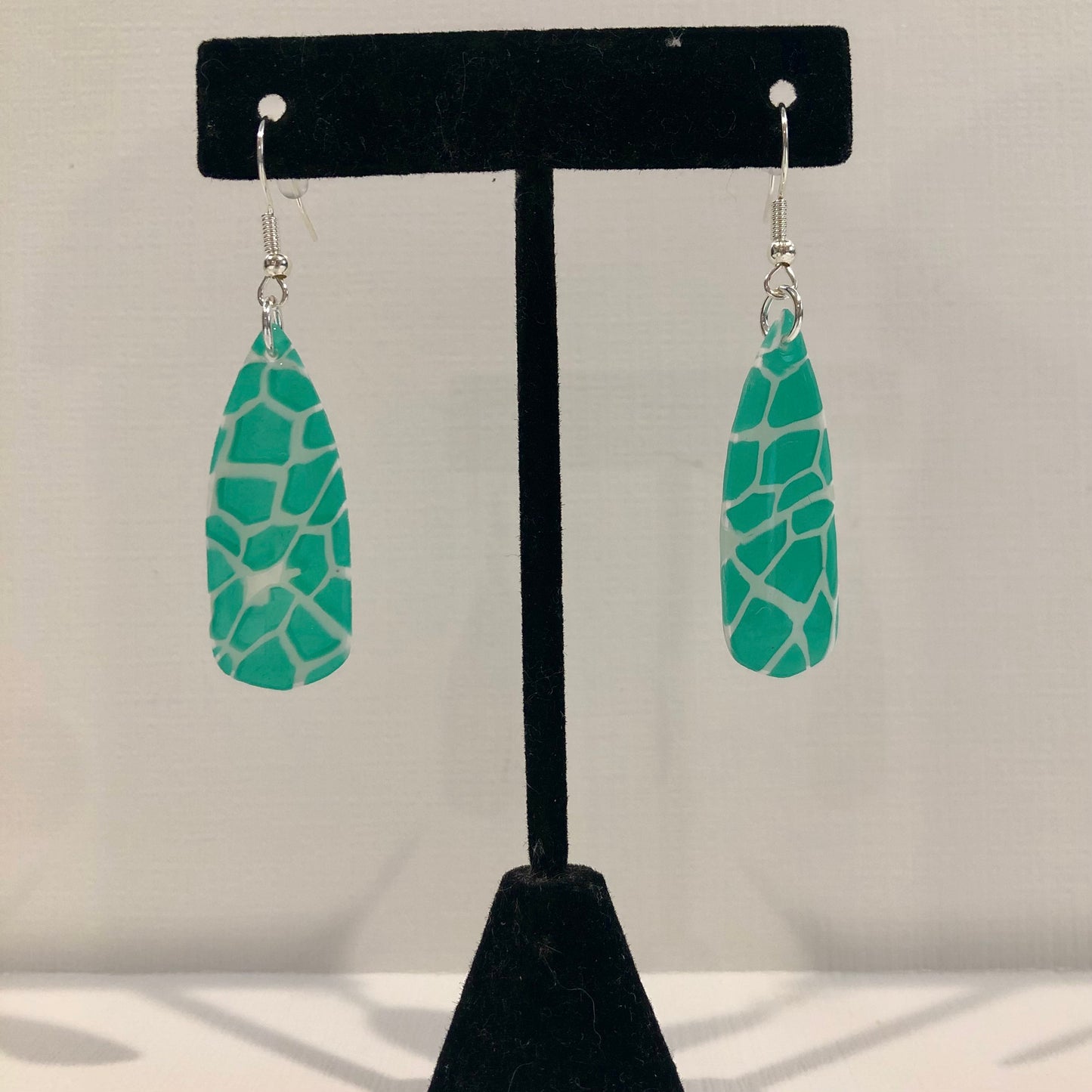 Poolside Stained Glass Translucent Teardrop Dangle Earrings