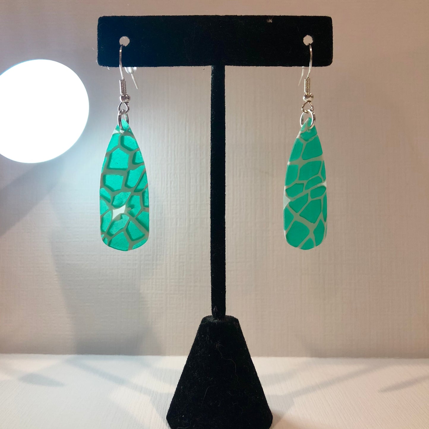 Poolside Stained Glass Translucent Teardrop Dangle Earrings