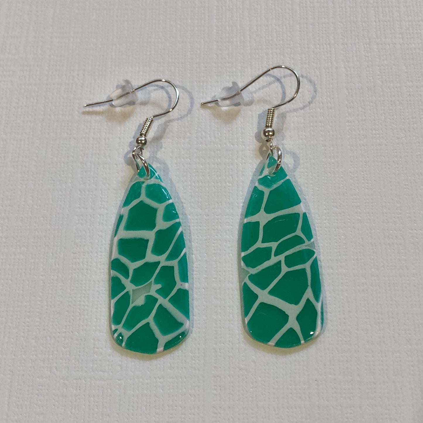 Poolside Stained Glass Translucent Teardrop Dangle Earrings