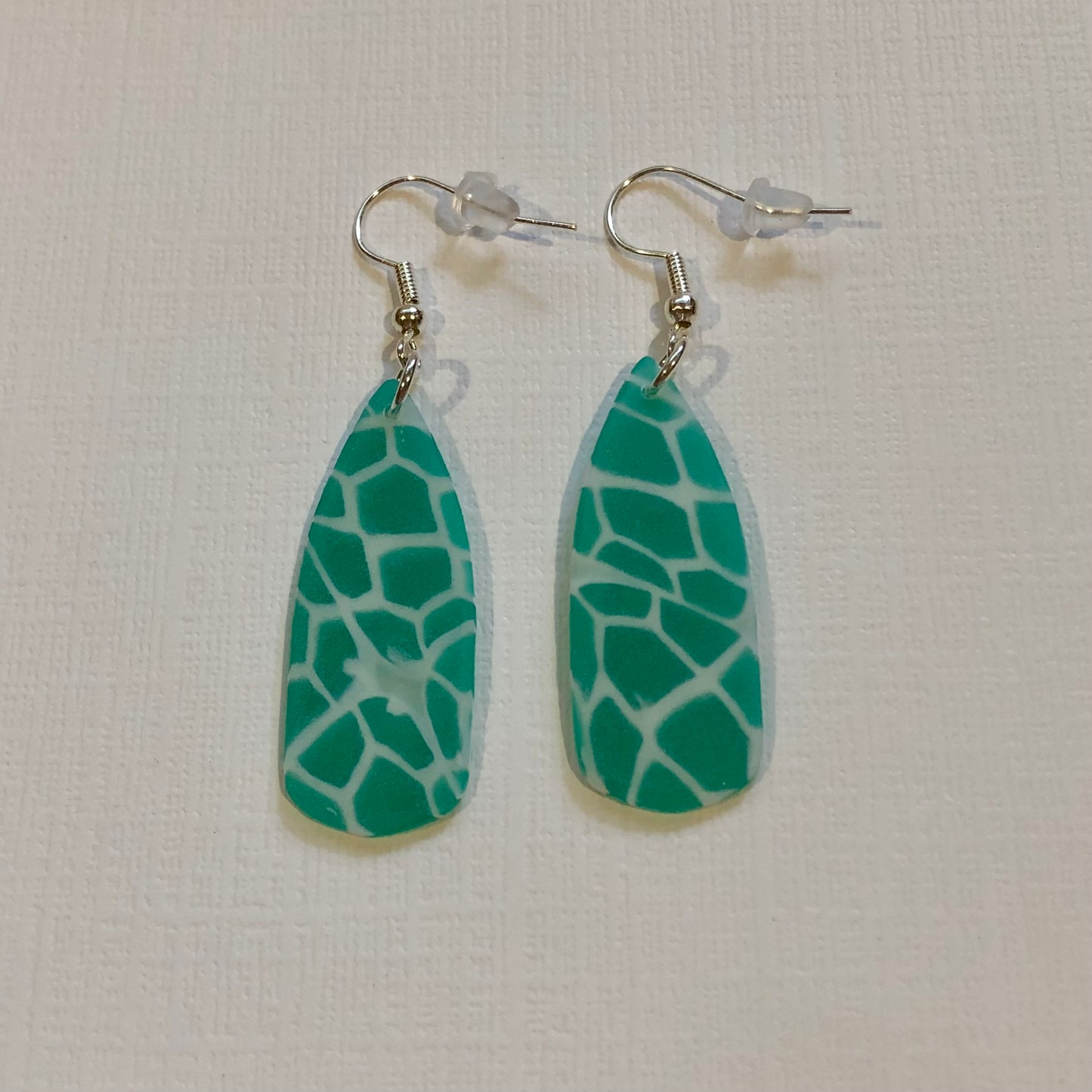 Poolside Stained Glass Translucent Teardrop Dangle Earrings