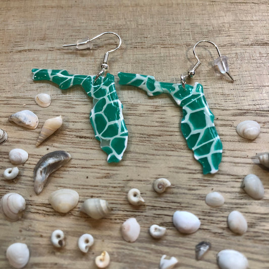 Poolside Stained Glass Translucent Florida Dangle Earrings