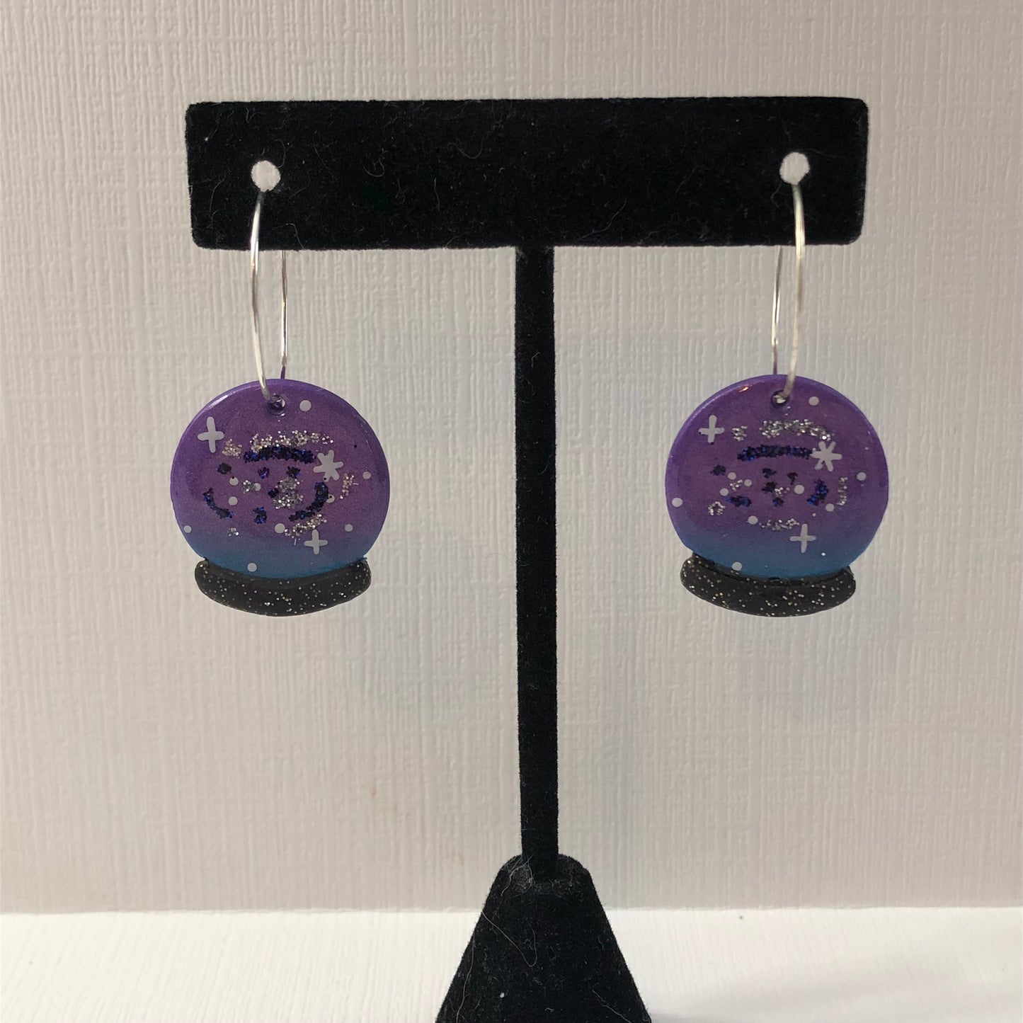 Crystal Ball Polymer Clay Hoop Earrings