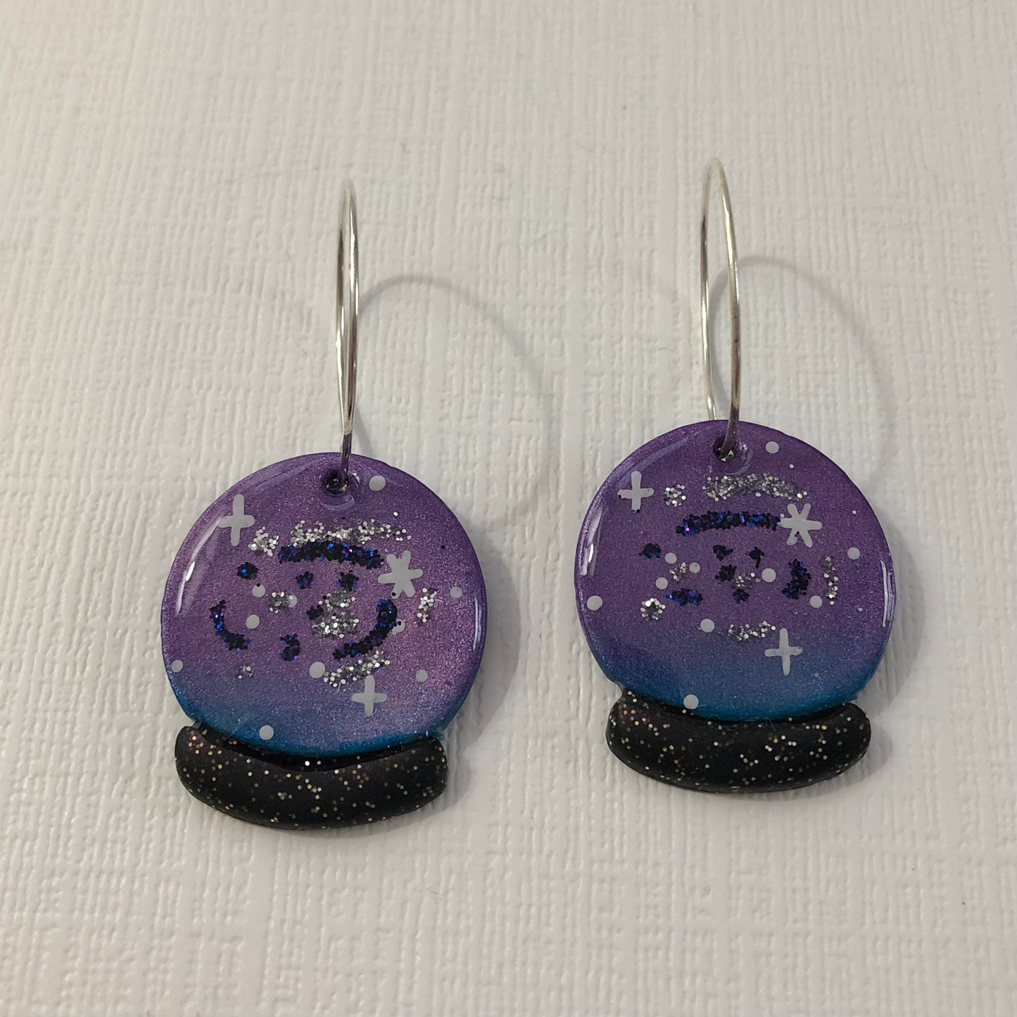 Crystal Ball Polymer Clay Hoop Earrings