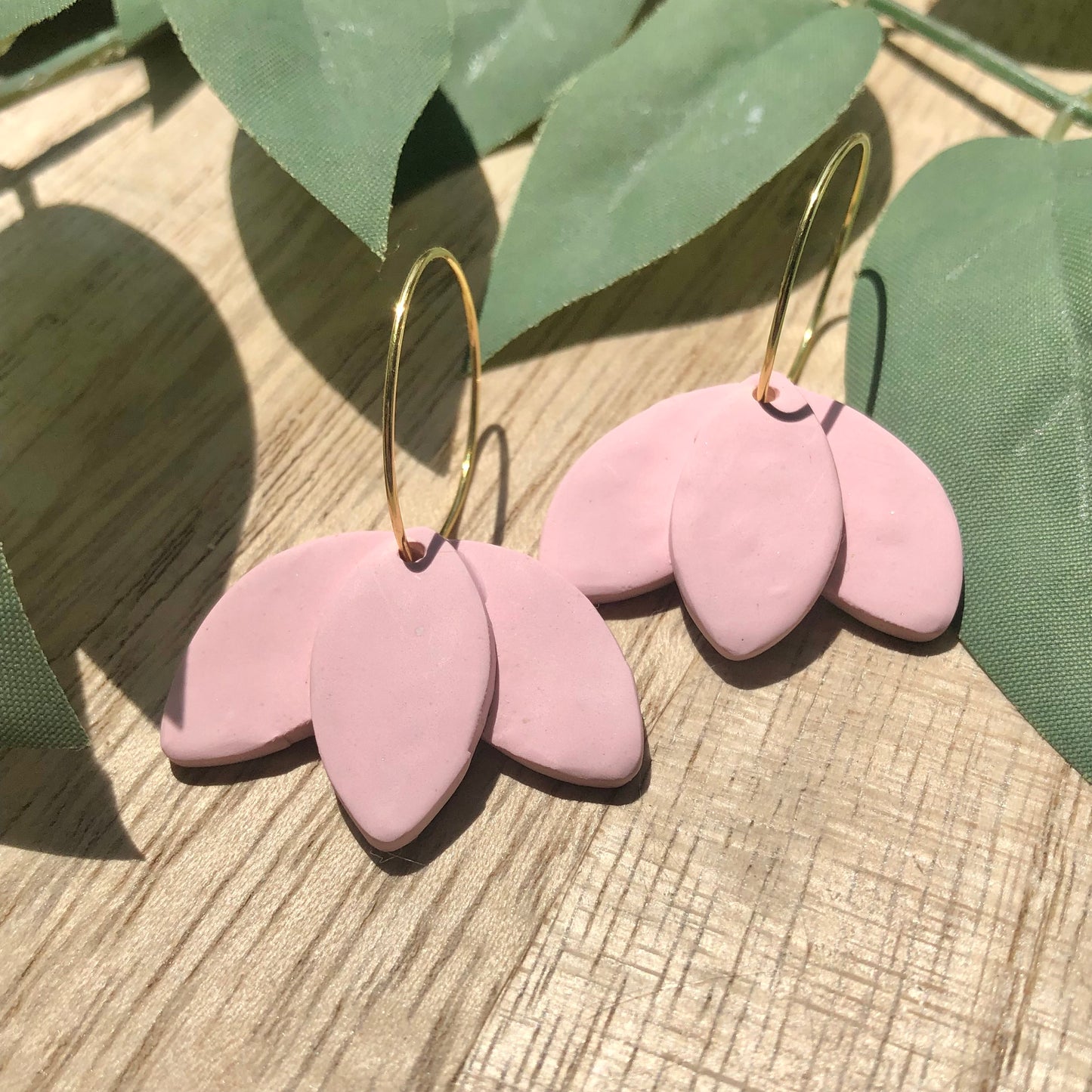 Simple Petal Clay Hoop Earrings