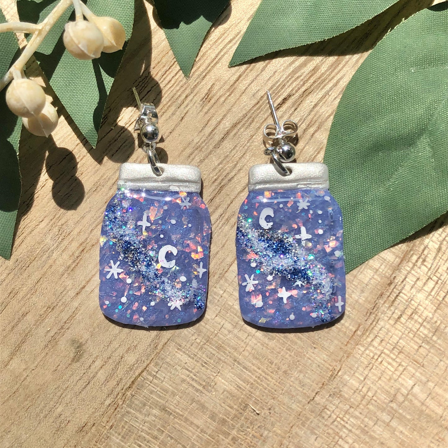 Galaxy in a Jar Clay Earrings