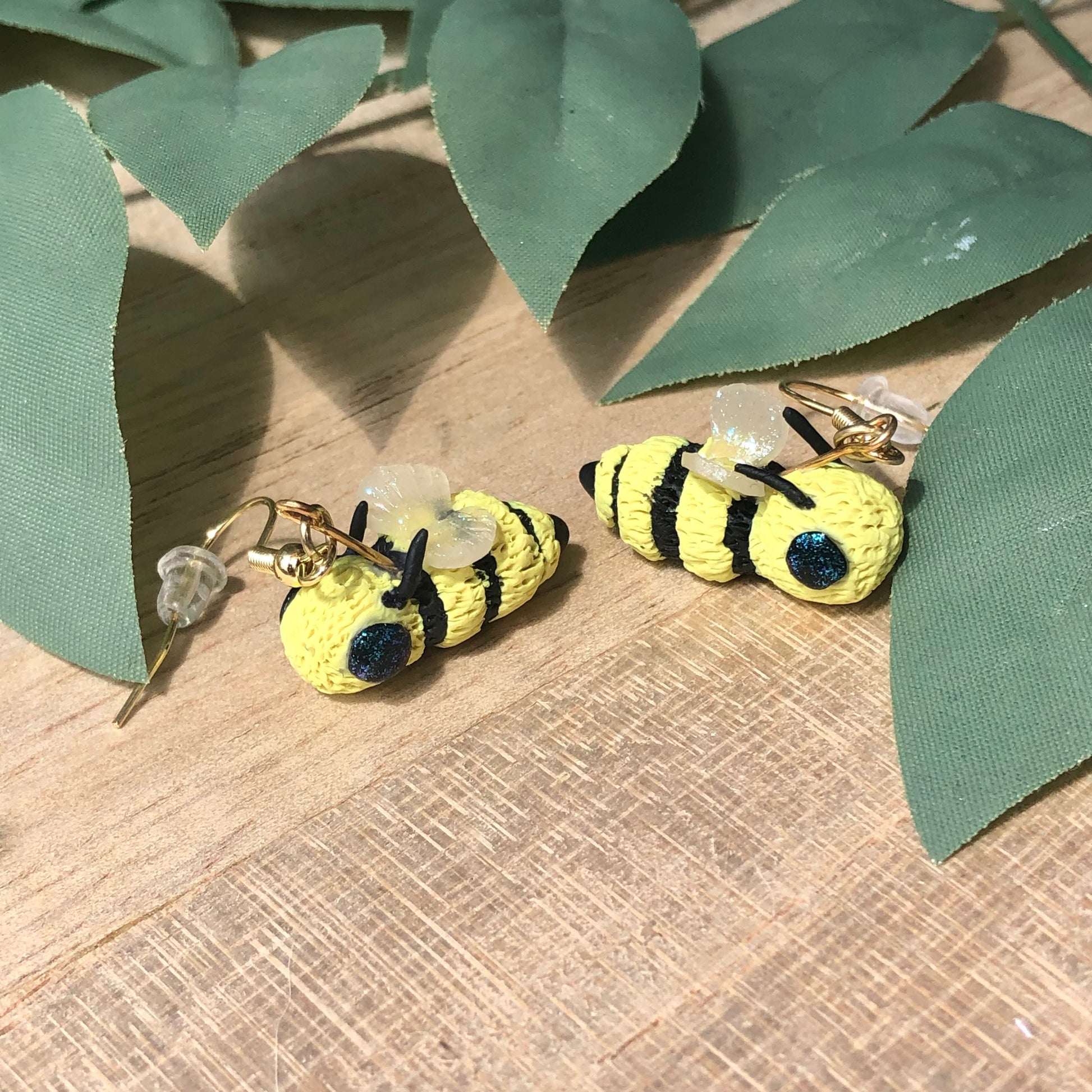 Bumblebee Polymer Clay Dangle Earrings