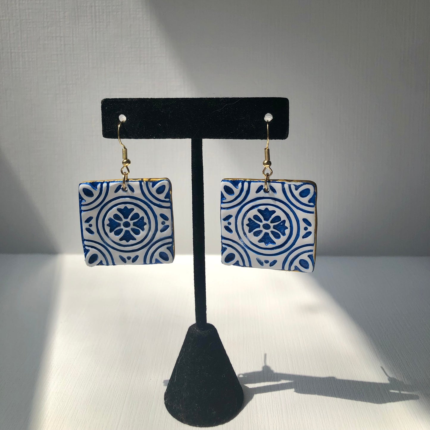 Moroccan Tile Inspired Clay Earrings