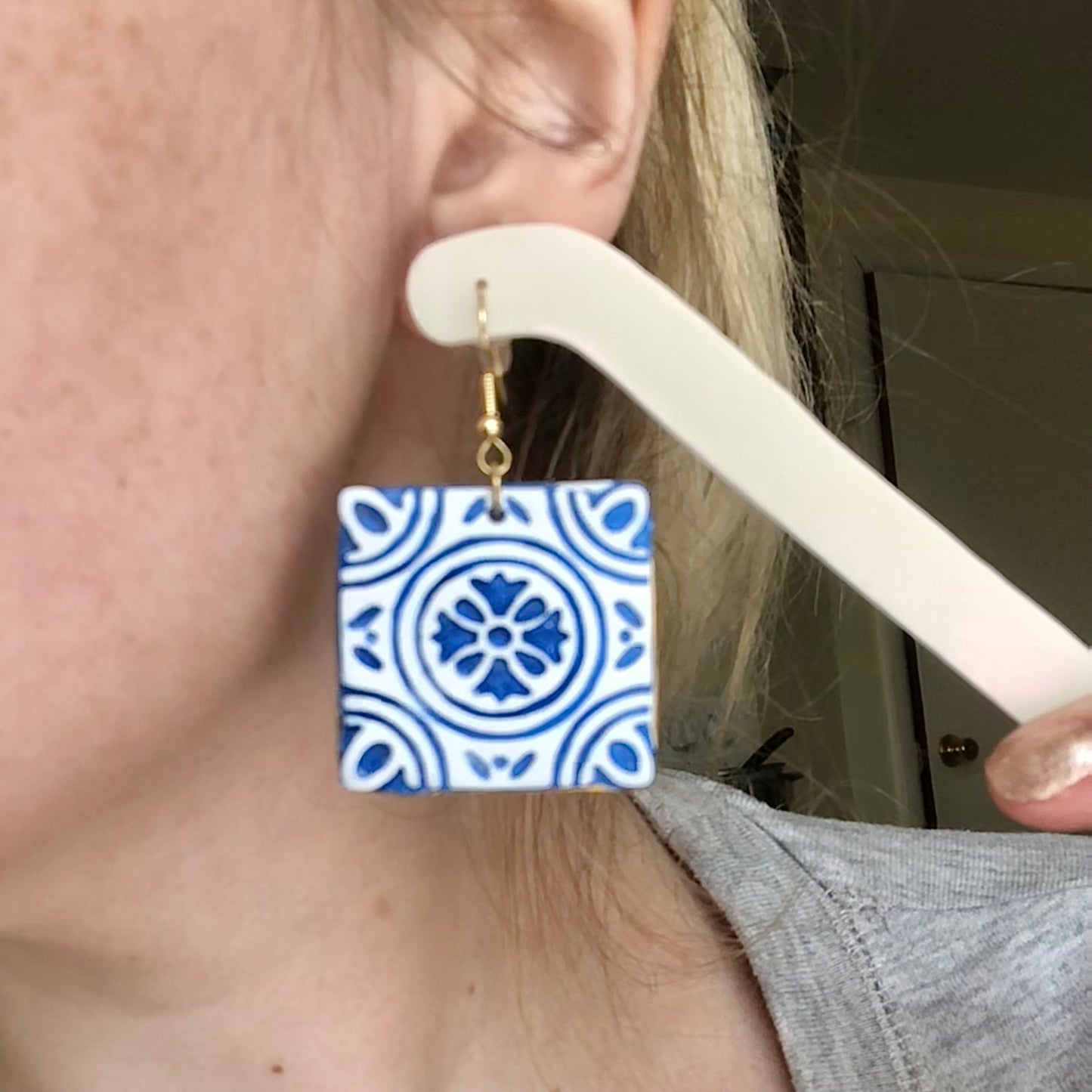 Moroccan Tile Inspired Clay Earrings