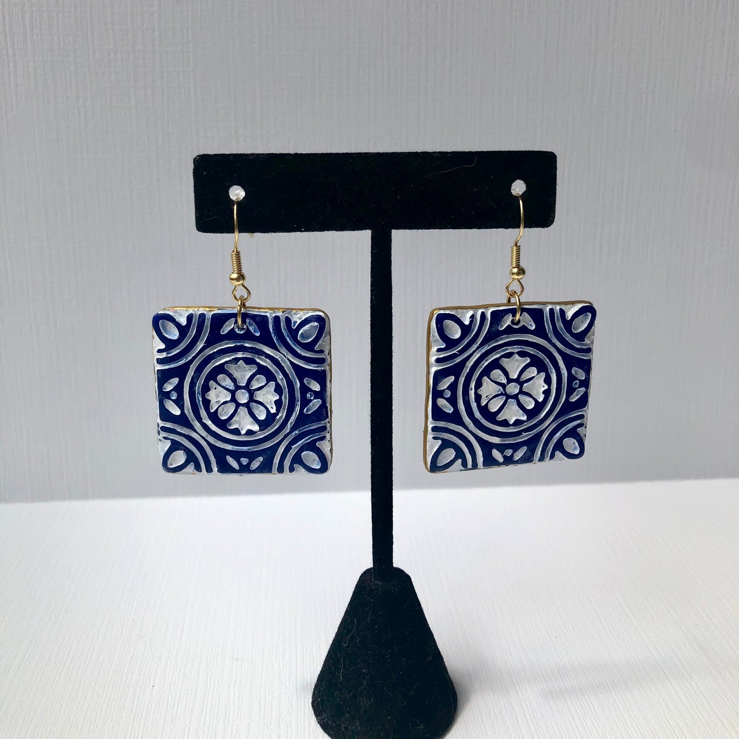 Moroccan Tile Inspired Clay Earrings