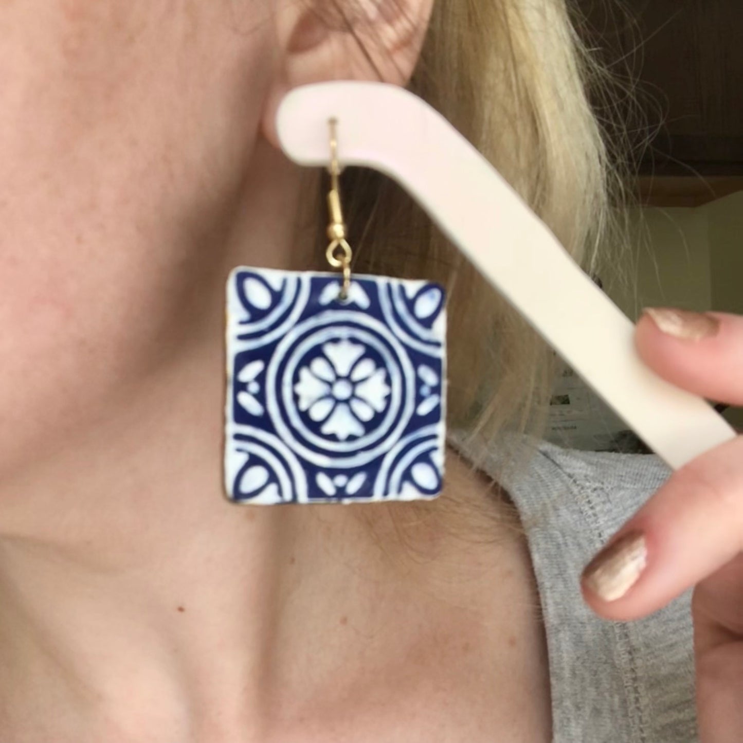 Moroccan Tile Inspired Clay Earrings