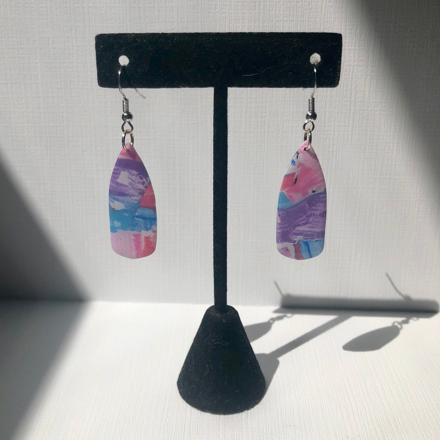 Cotton Candy Watercolor Long Teardrop Dangles