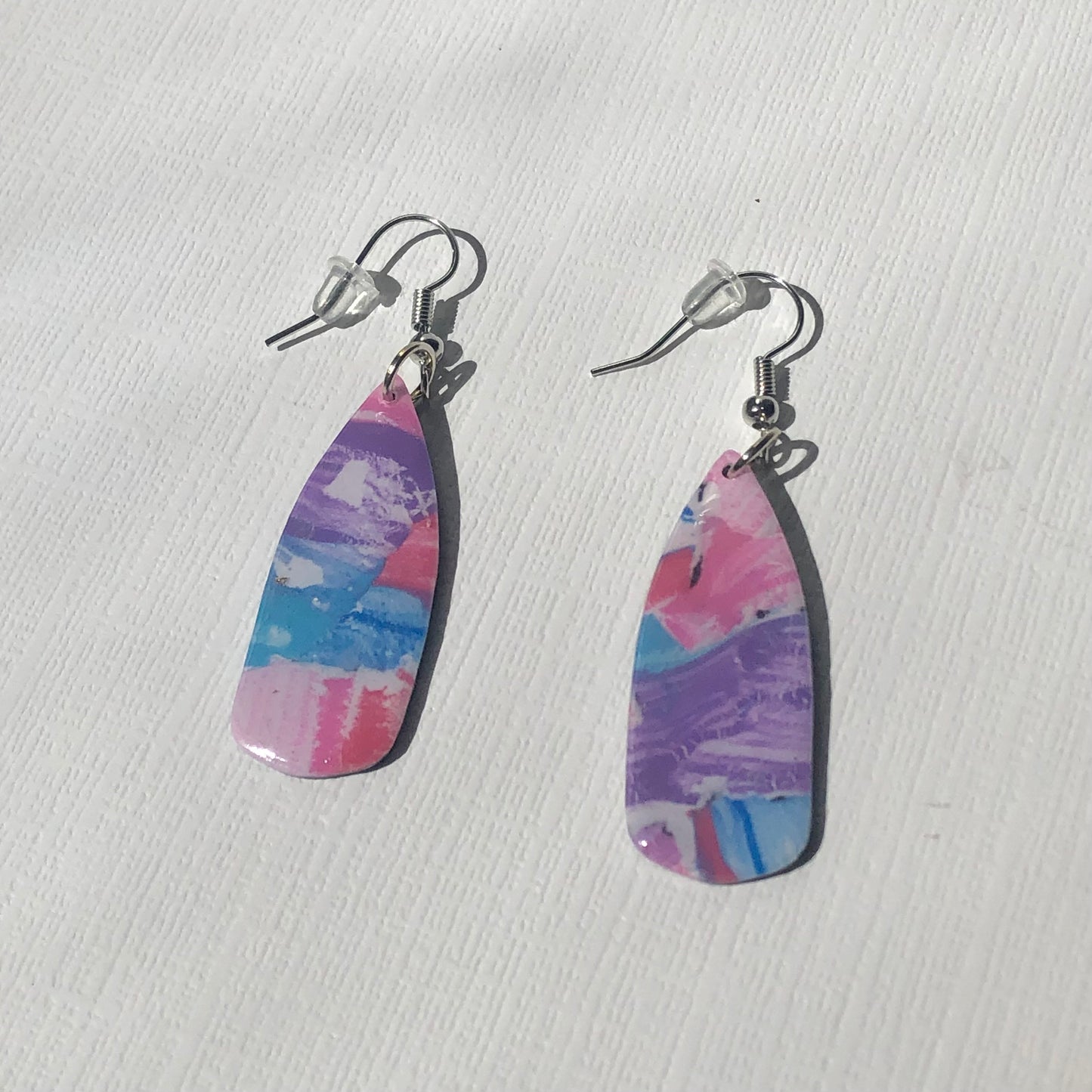 Cotton Candy Watercolor Long Teardrop Dangles