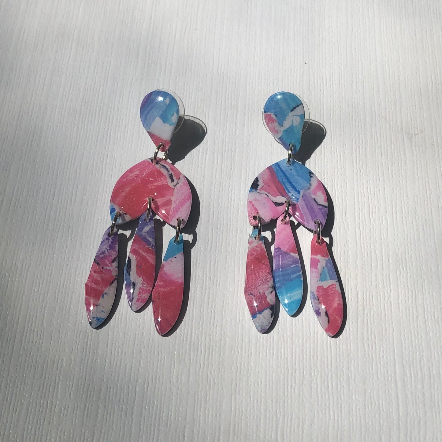 Cotton Candy Watercolor Long Dangles