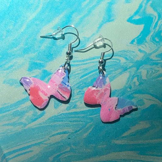 Cotton Candy Watercolor Butterfly Dangles