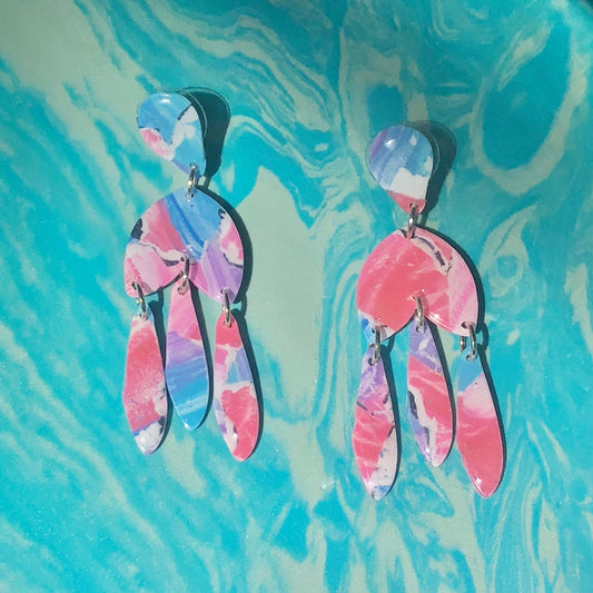 Cotton Candy Watercolor Long Dangles