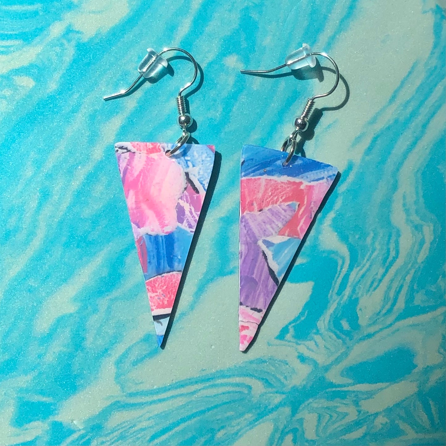 Cotton Candy Watercolor Triangle Dangles