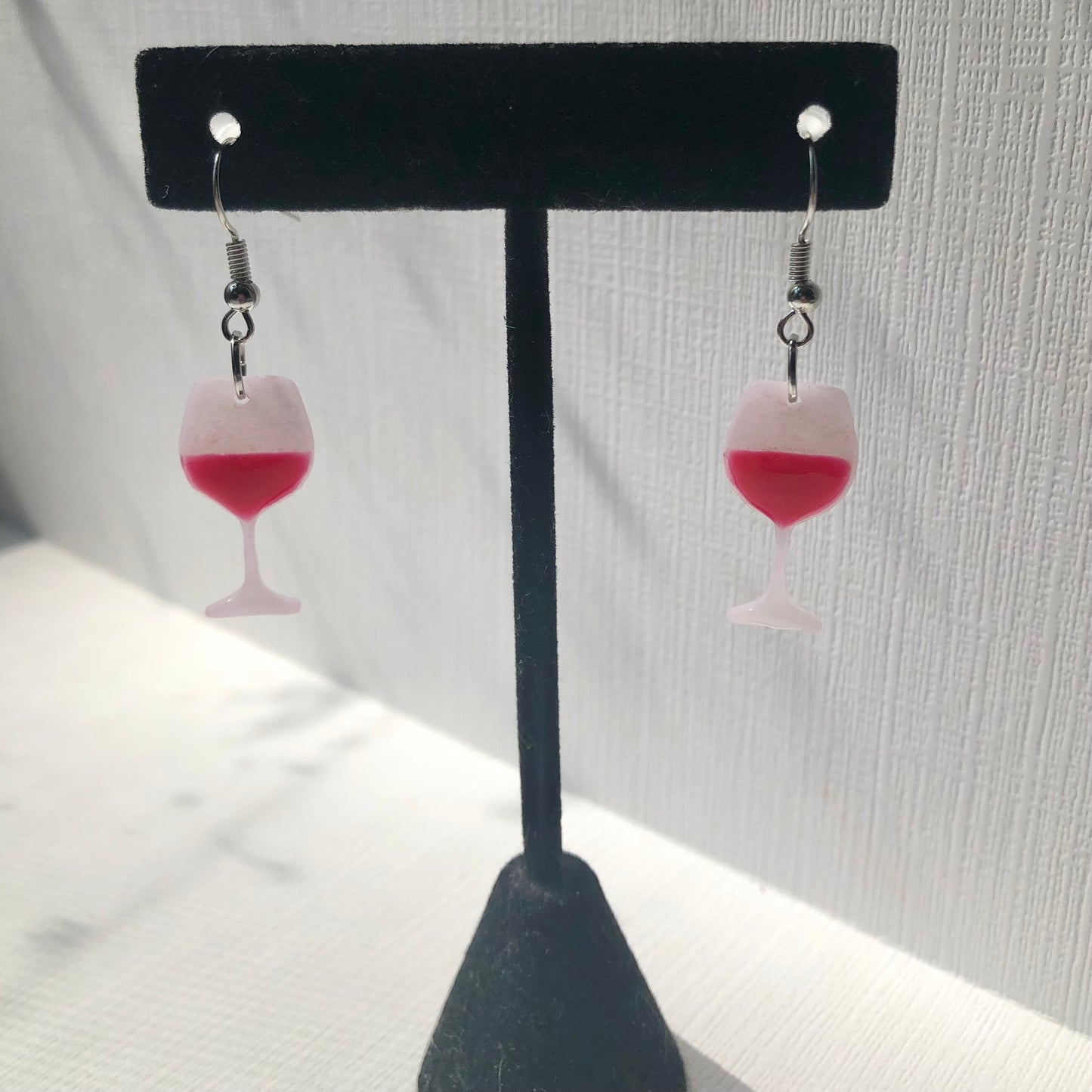 Red Wine Glass Dangle Polymer Clay Earrings