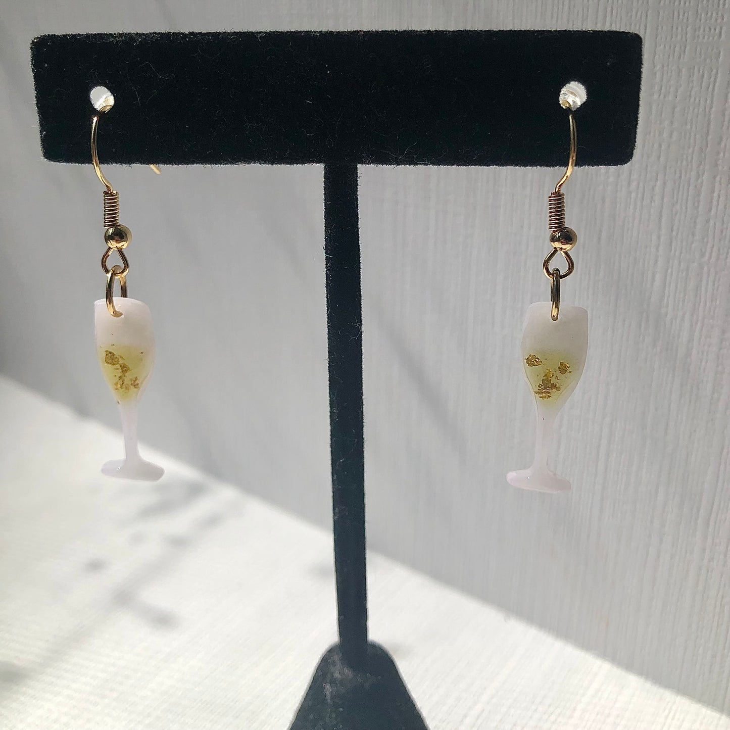 Champagne Glass Dangle Polymer Clay Earrings