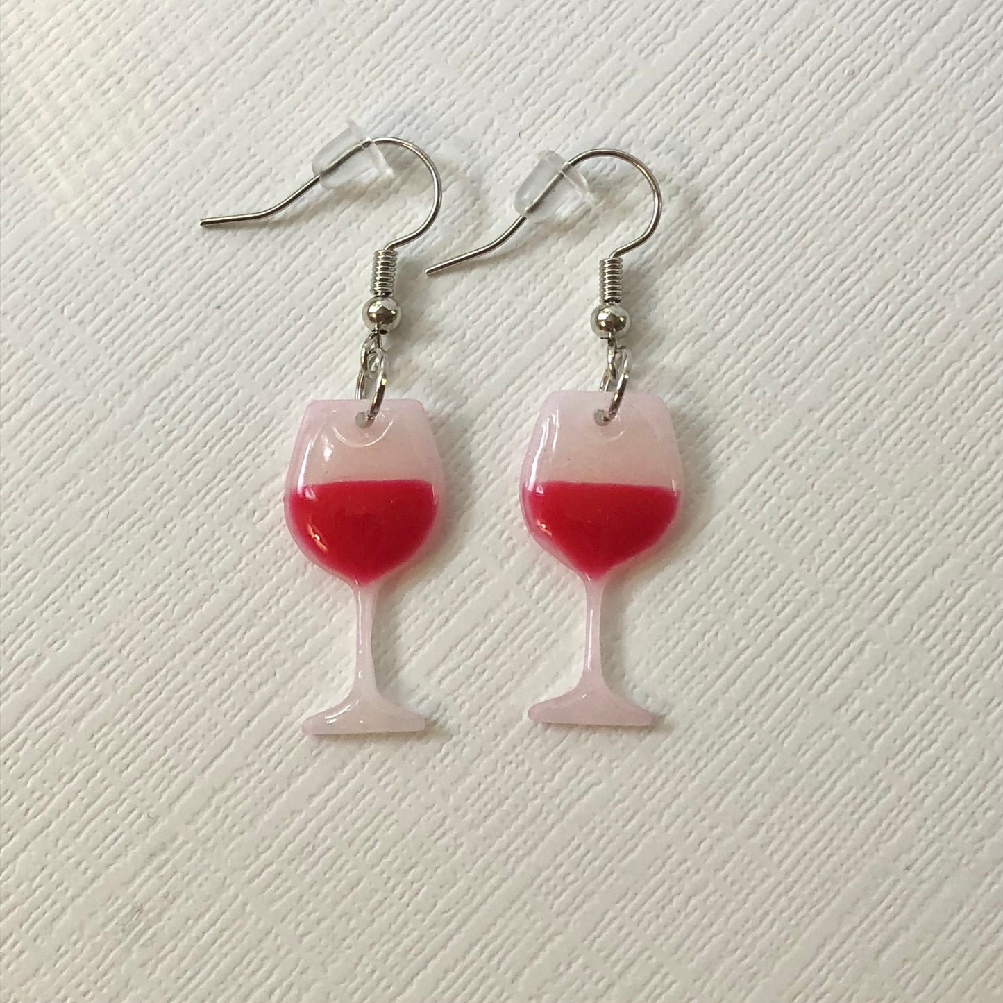 Red Wine Glass Dangle Polymer Clay Earrings