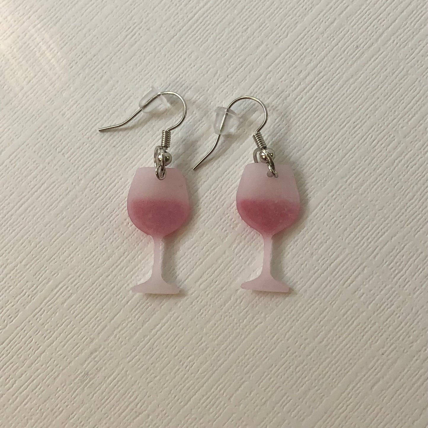 Red Wine Glass Dangle Polymer Clay Earrings