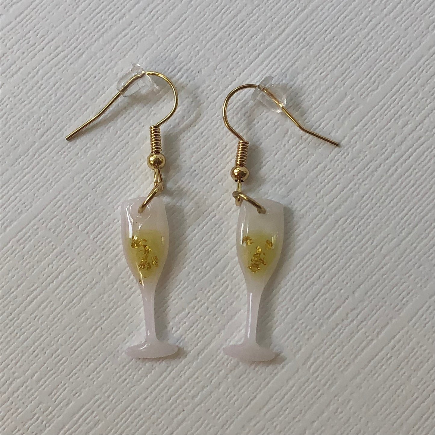 Champagne Glass Dangle Polymer Clay Earrings