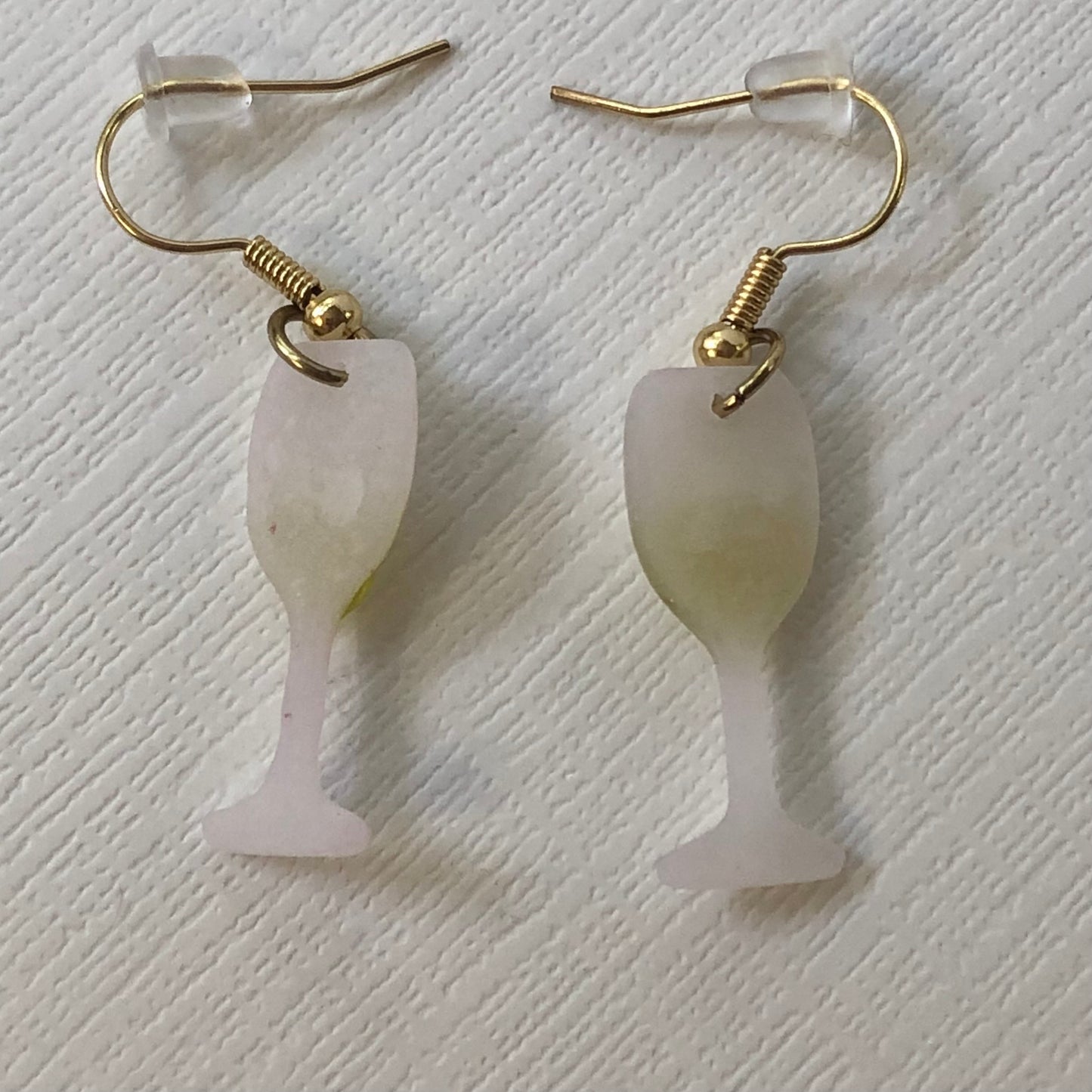 White Wine Glass Dangle Polymer Clay Earrings