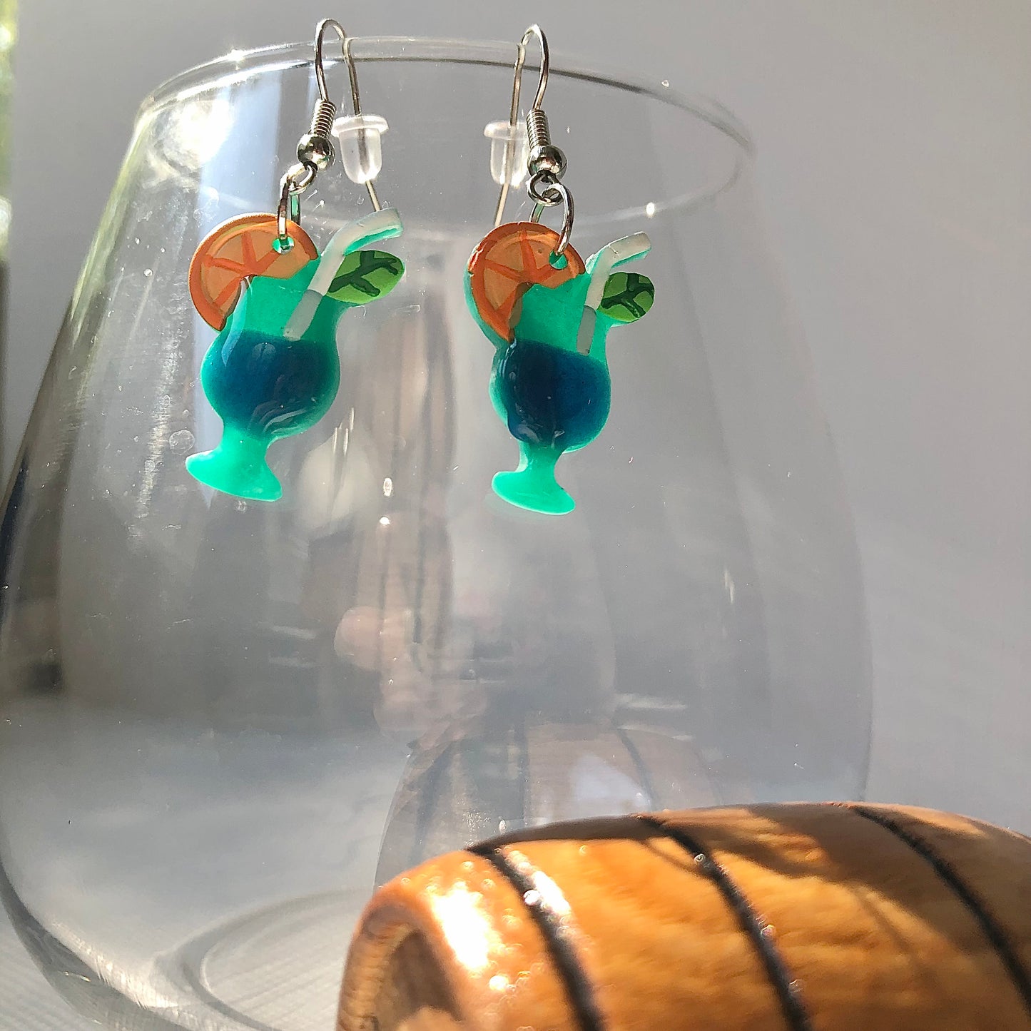 Fruity Cocktail Glass Dangle Polymer Clay Earrings