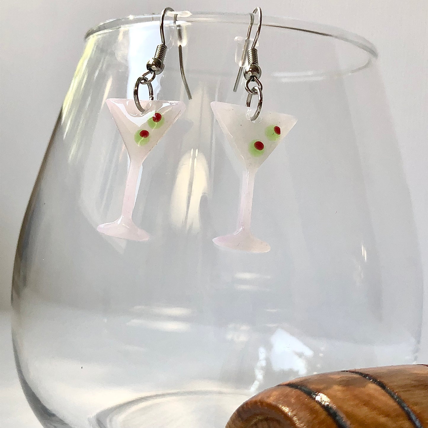 Martini Glass Dangle Polymer Clay Earrings