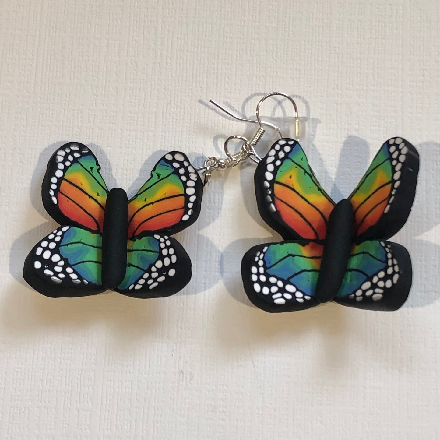 Tie Dye Butterfly Polymer Clay Dangle Earrings