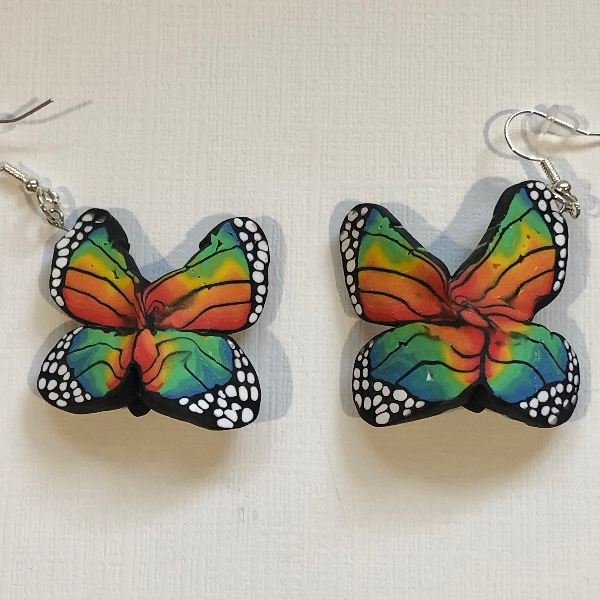 Tie Dye Butterfly Polymer Clay Dangle Earrings