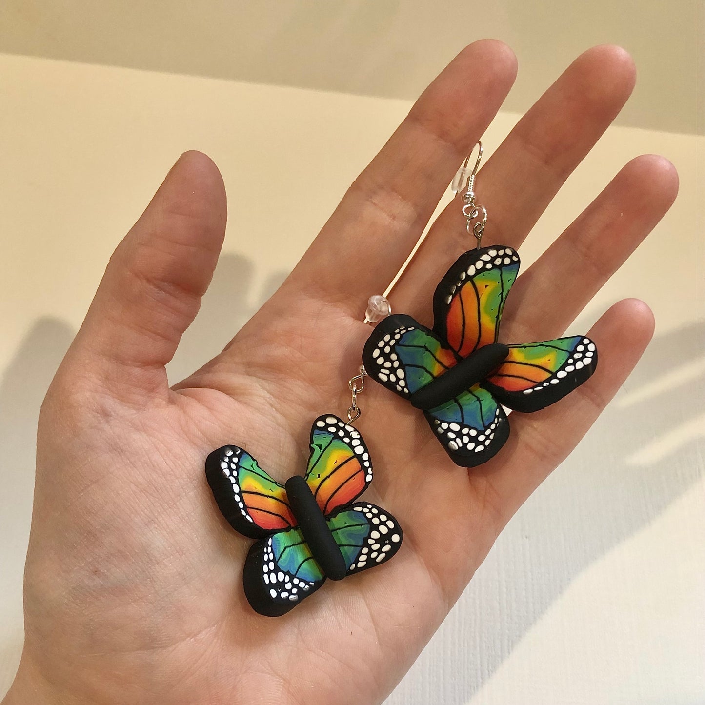 Tie Dye Butterfly Polymer Clay Dangle Earrings