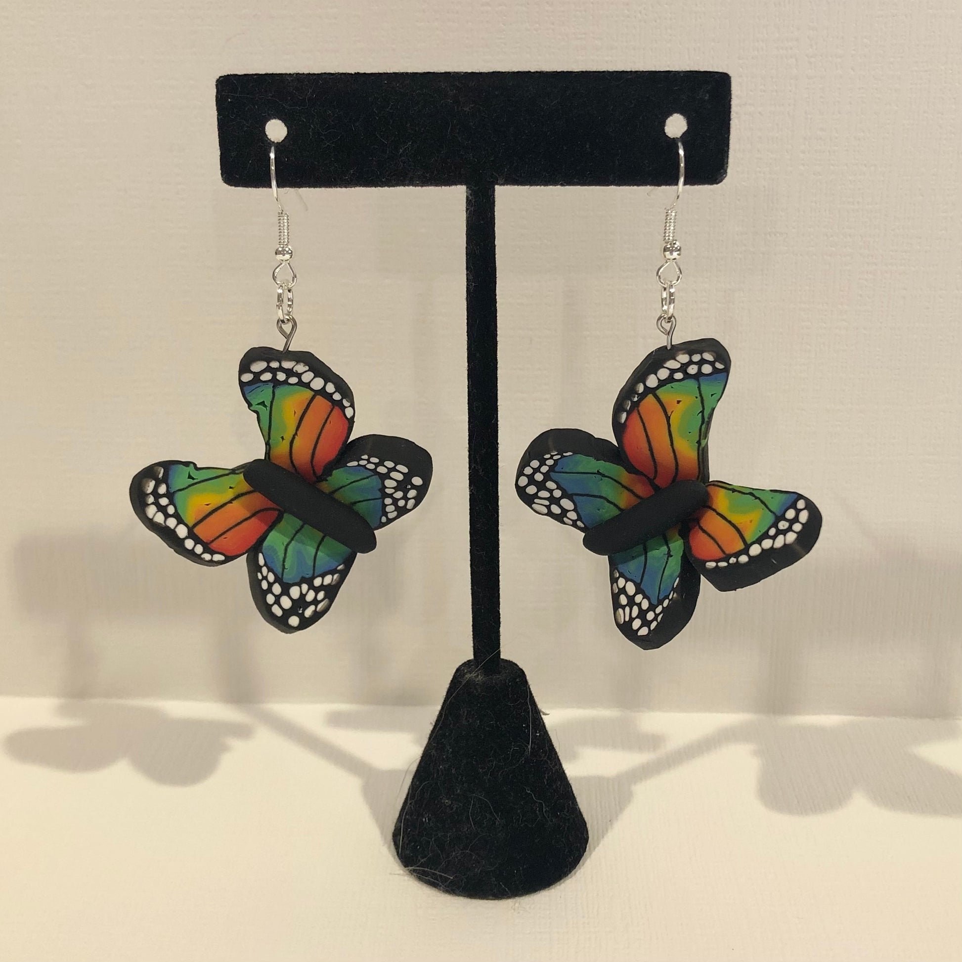 Tie Dye Butterfly Polymer Clay Dangle Earrings