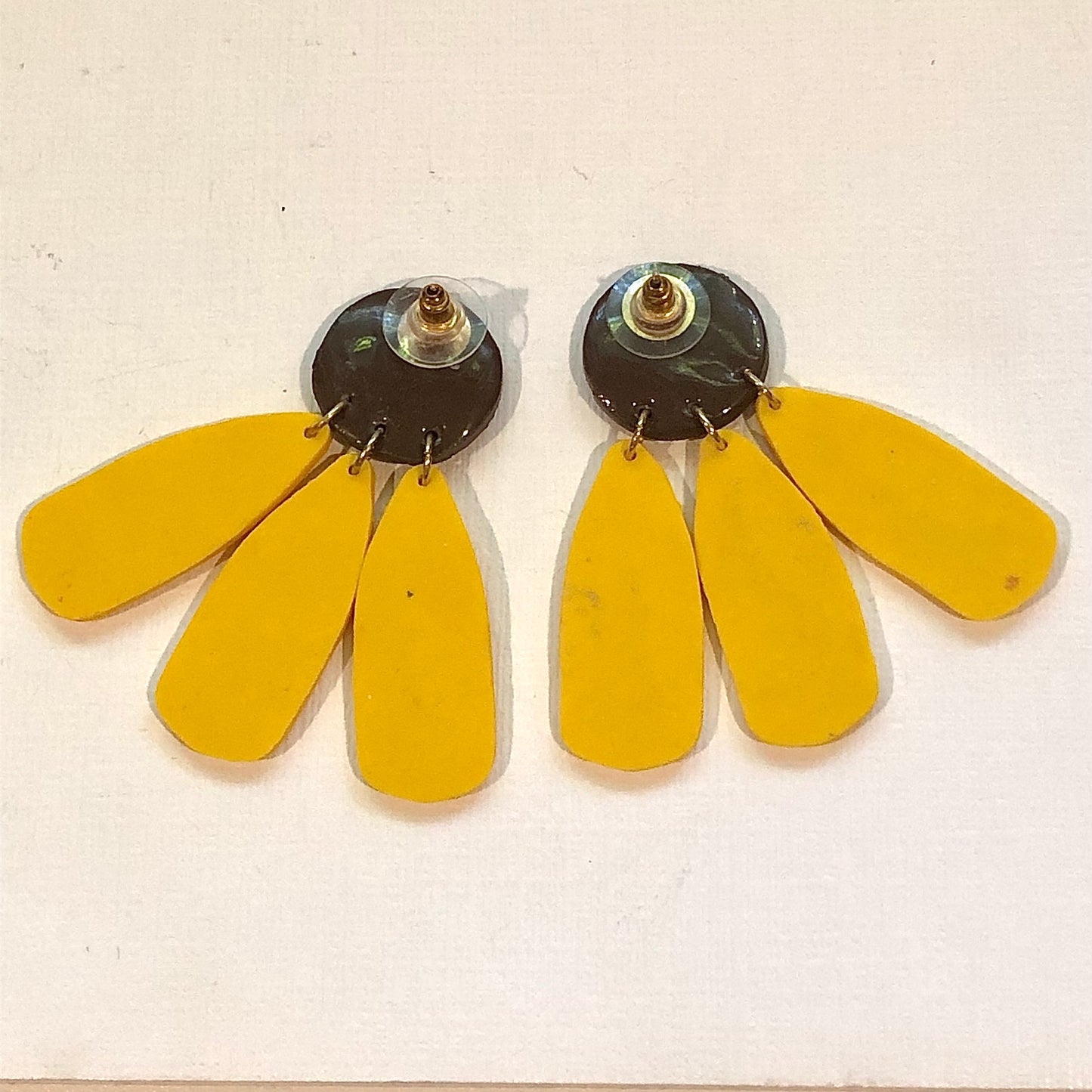 Sunflower Petal Drop Dangle Polymer Clay Earrings