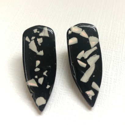 Black and White Dagger Polymer Clay Stud Earrings