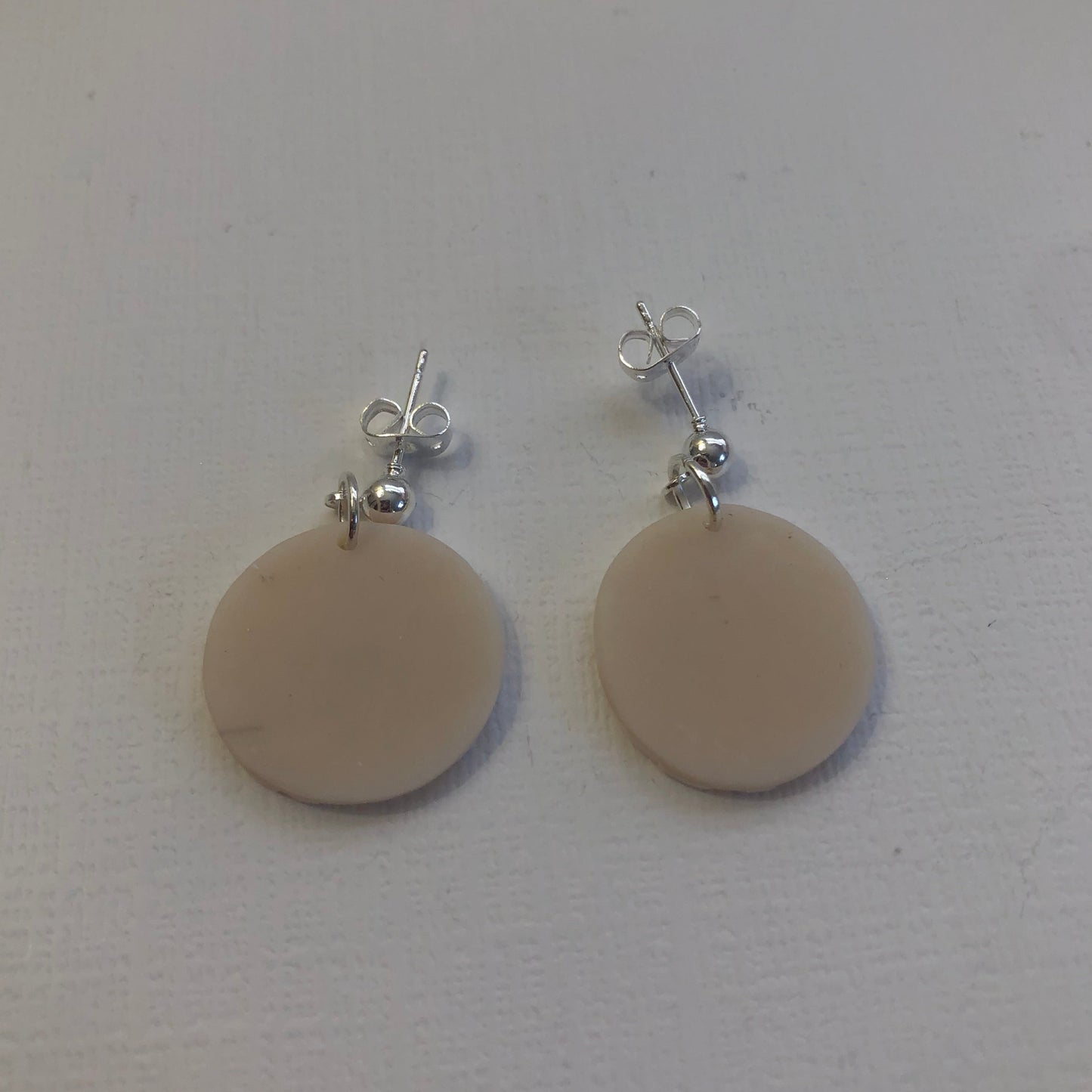 White Lace Translucent Polymer Clay Circle Dangles