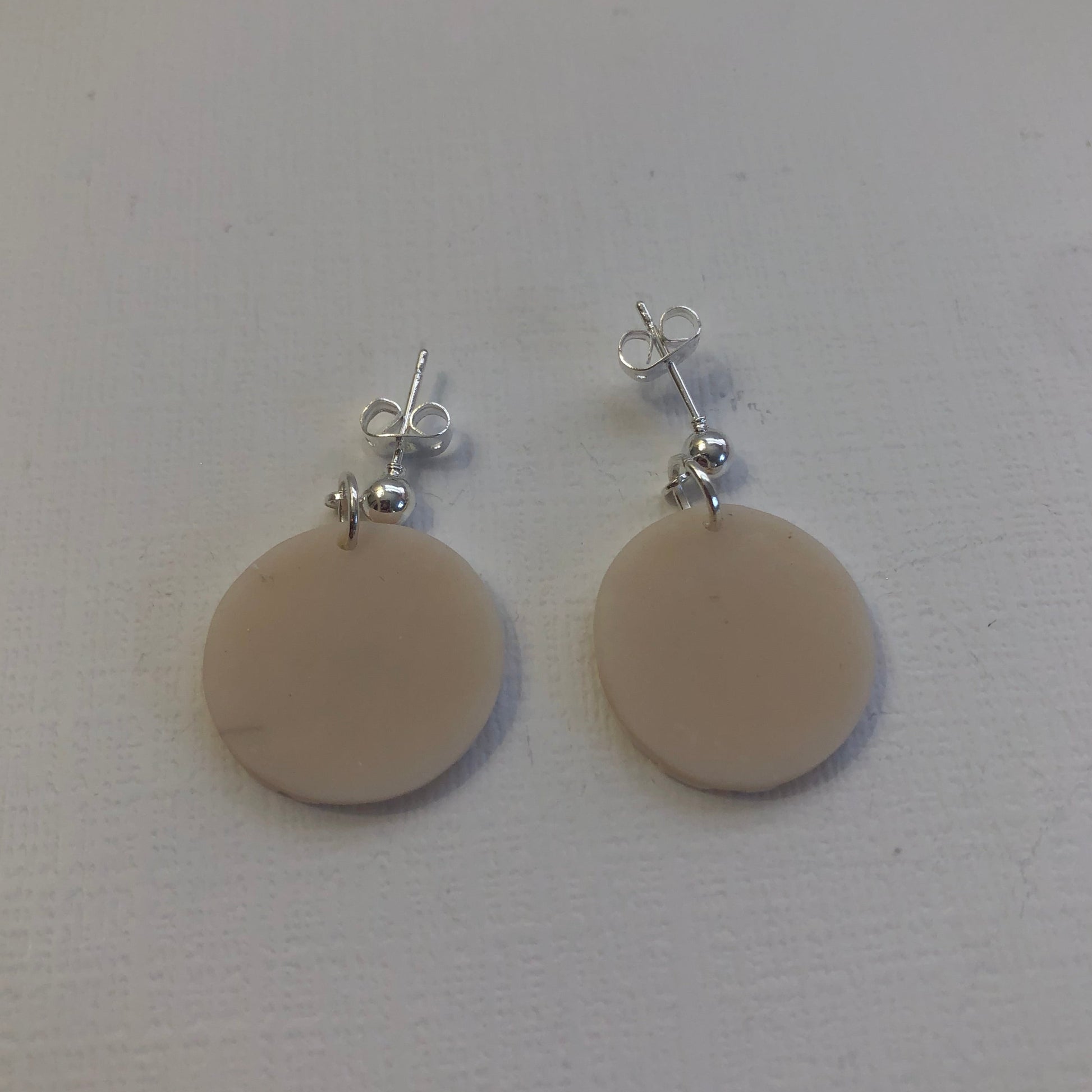 White Lace Translucent Polymer Clay Circle Dangles