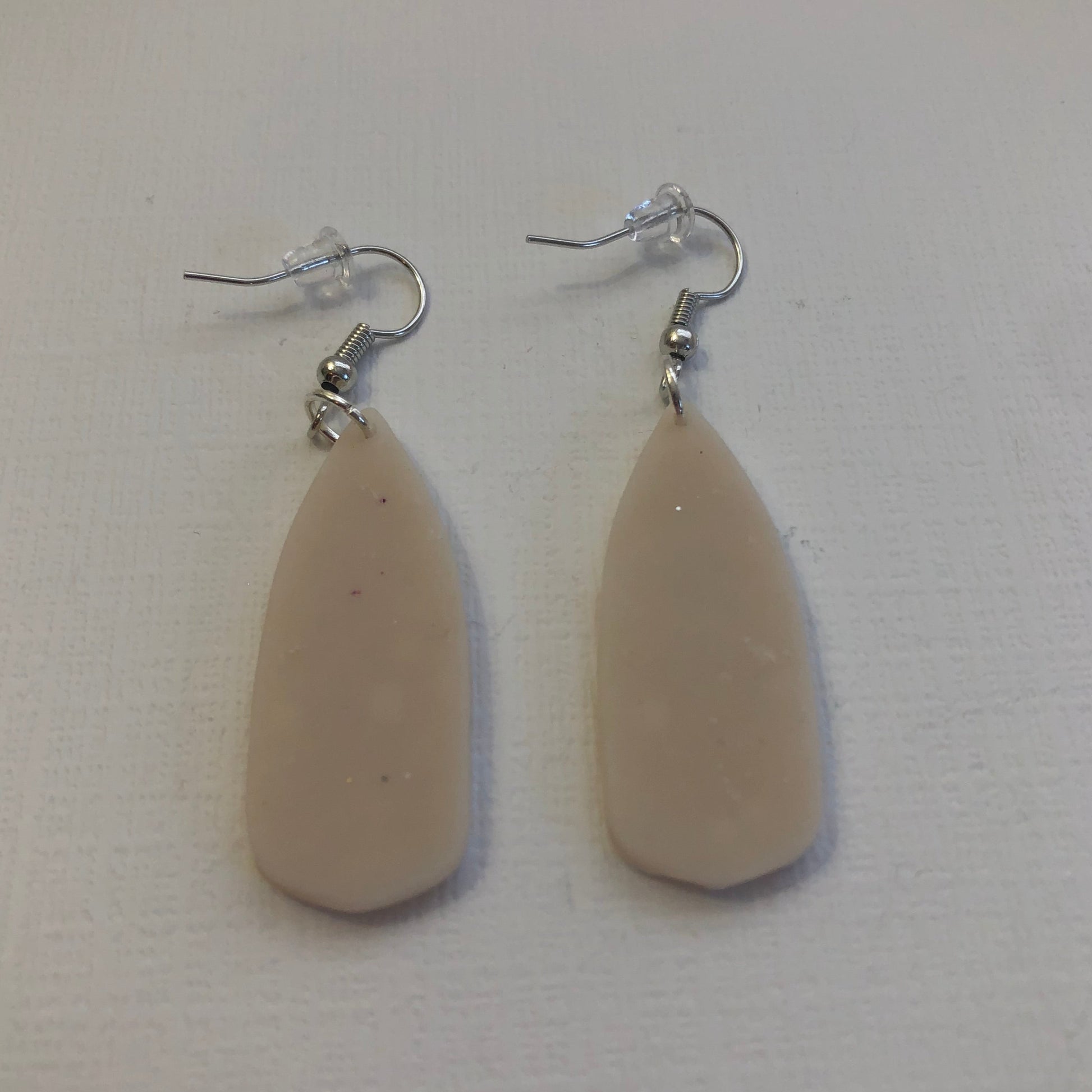 White Lace Translucent Polymer Clay Teardrop Dangles