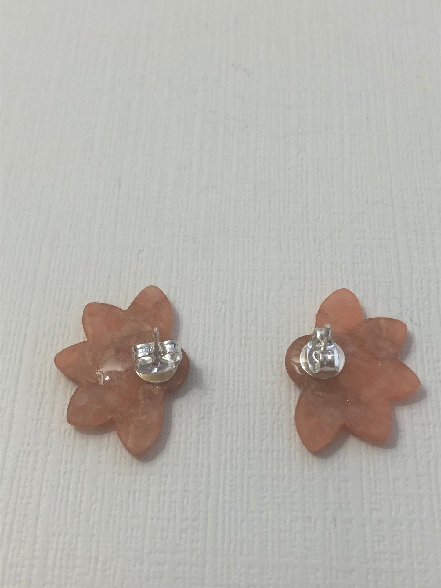 Pink Marble Half Flower Studs