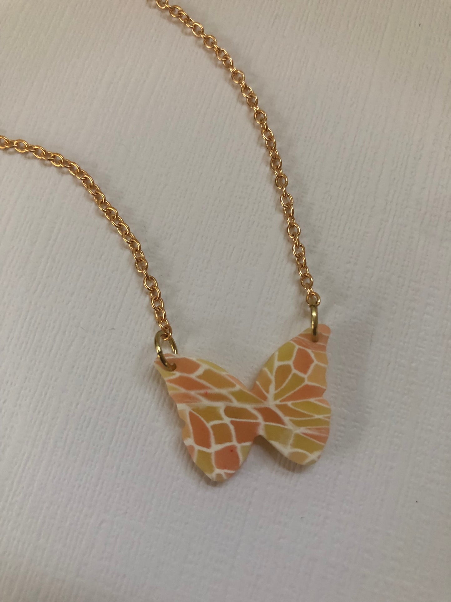 Sunset Stained Glass Butterfly Necklace