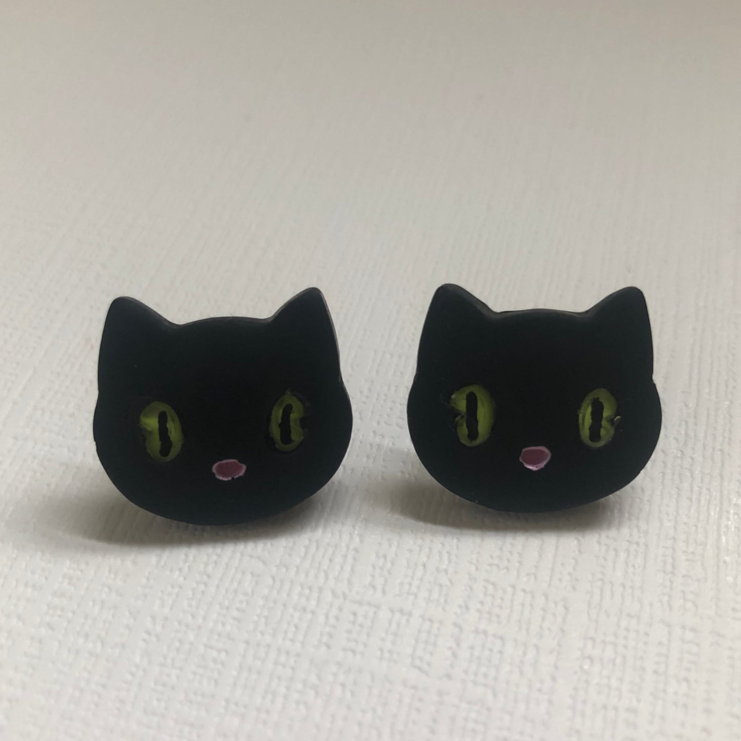 Black Cat Polymer Clay Stud Earrings