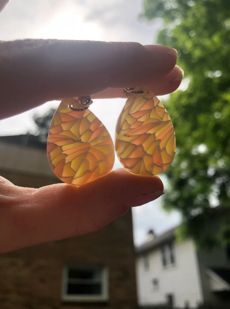 Sunset Stained Glass Teardrop Dangles